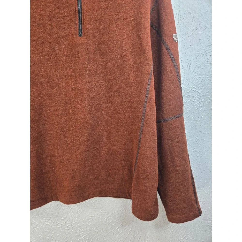 Kuhl Revel 1/4 Zip Fleece Pullover Sweater Mens Large Rust Brown Hiking Outdoor